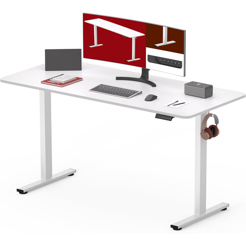 Electric Standing Desk 48 x 24 Inches Whole Piece Desktop Height Adjustable Stand Up Desk w 6 Button
